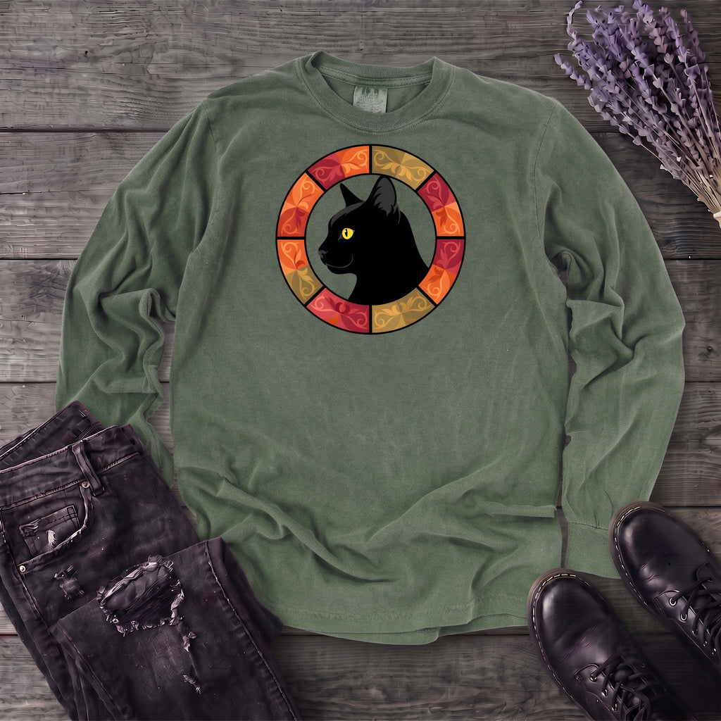 Black Cat Autumn Medallion Long Sleeve T-Shirt