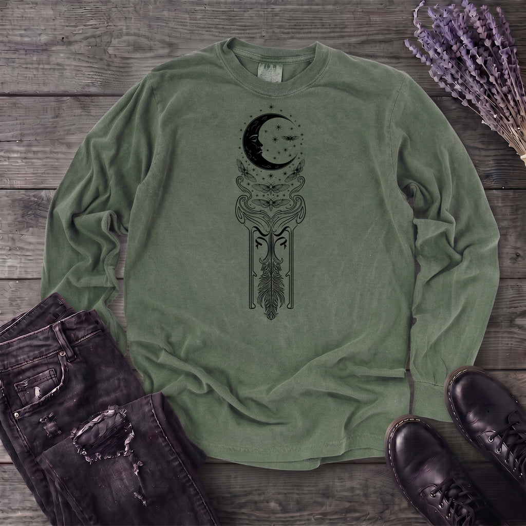 Art Nouveau Crescent Moths Long Sleeve T-Shirt