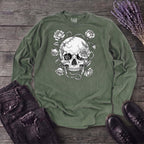 Macabre Floral Skull Long Sleeve T-Shirt