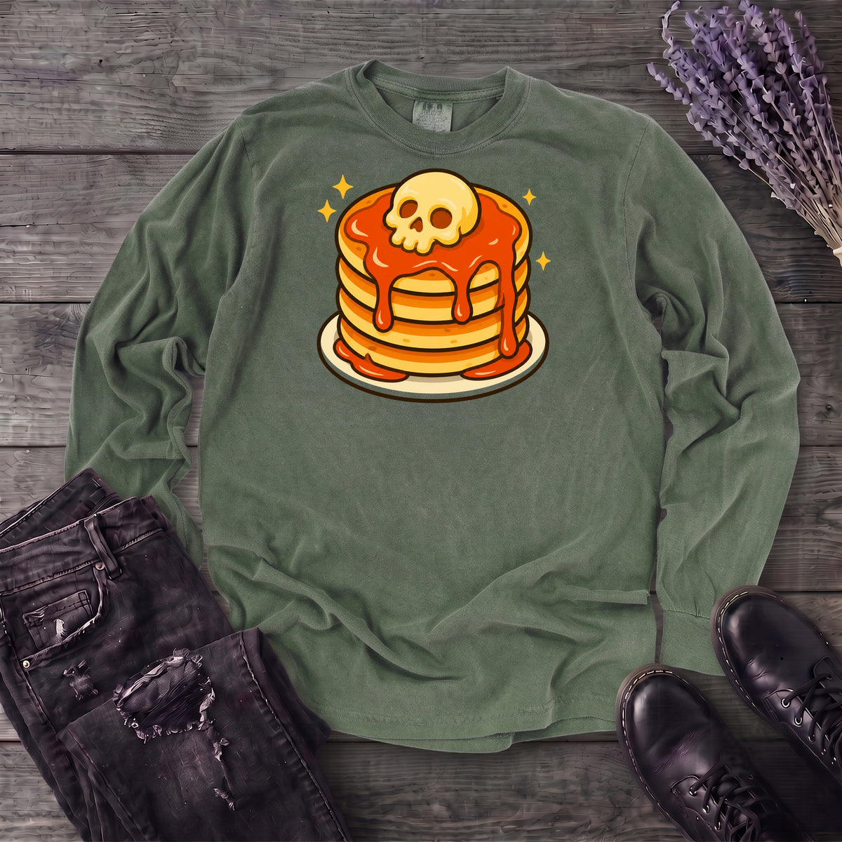 Skull Butter Pancakes Long Sleeve T-Shirt