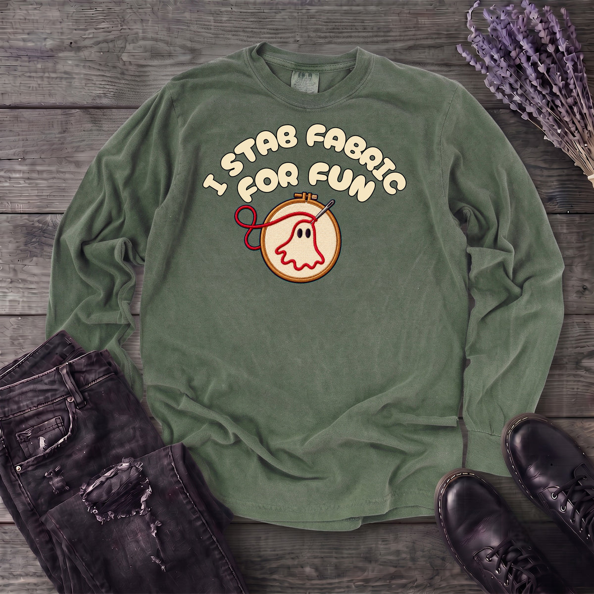 Stab Fabric Long Sleeve T-Shirt