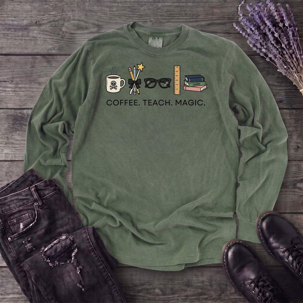 Coffee Teach Magic Long Sleeve T-Shirt