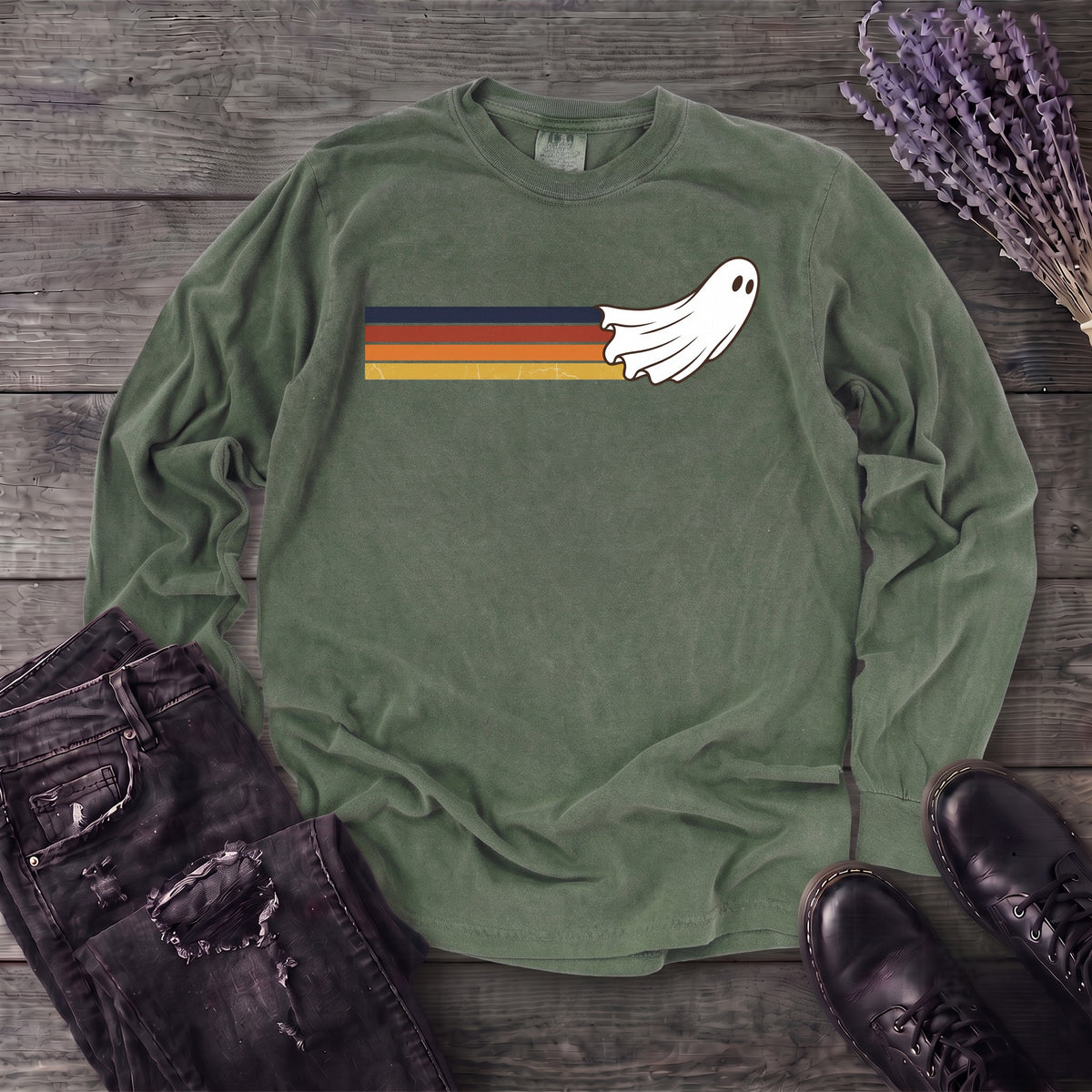 Retro Ghost Long Sleeve T-Shirt
