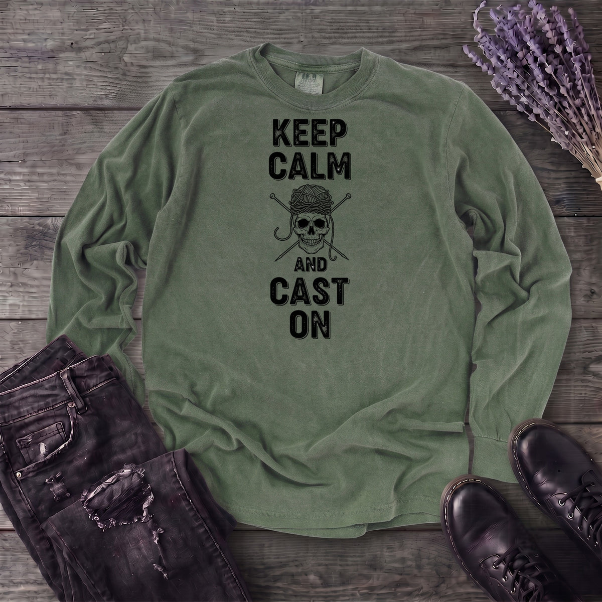 Keep Calm And Cast On Long Sleeve T-Shirt