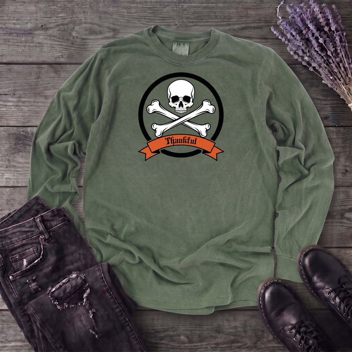 Thankful Crossbones Long Sleeve T-Shirt