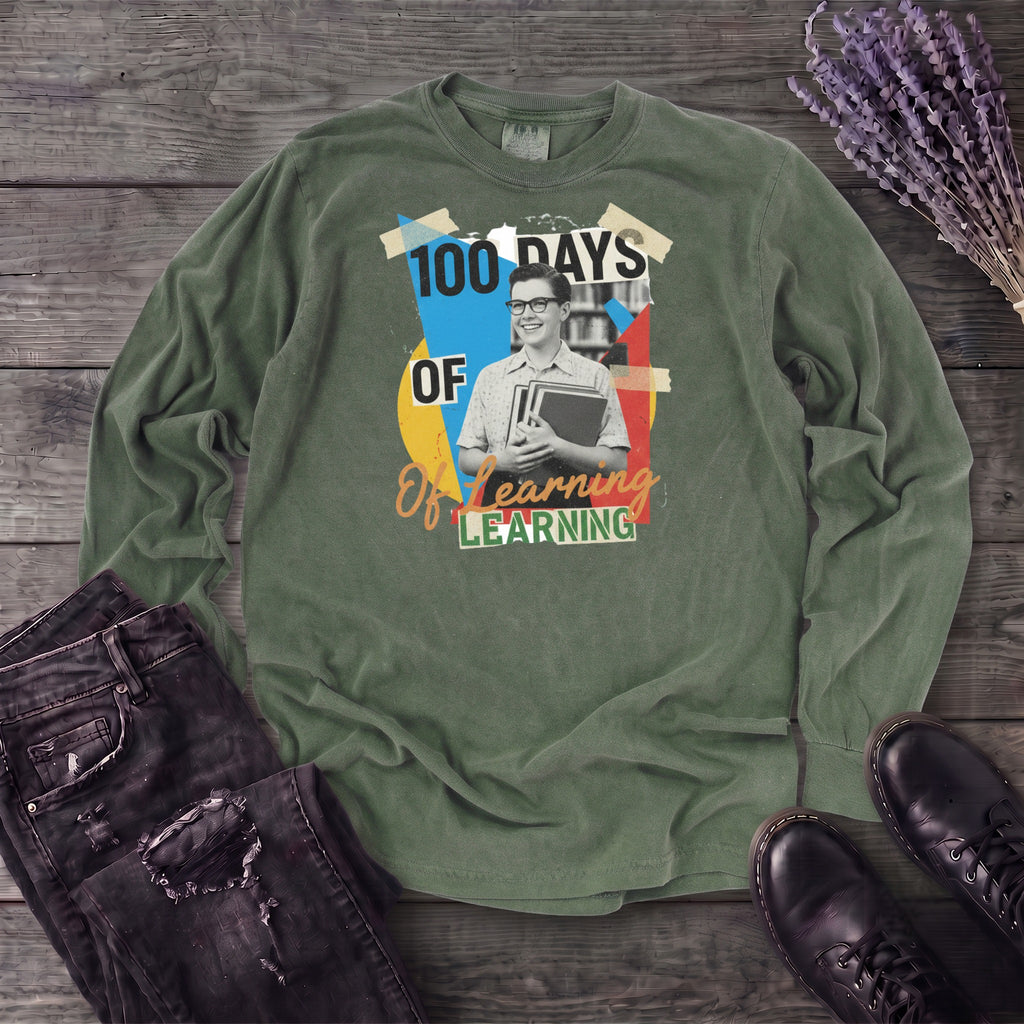 Old School 100 Days Of Learning Long Sleeve T-Shirt
