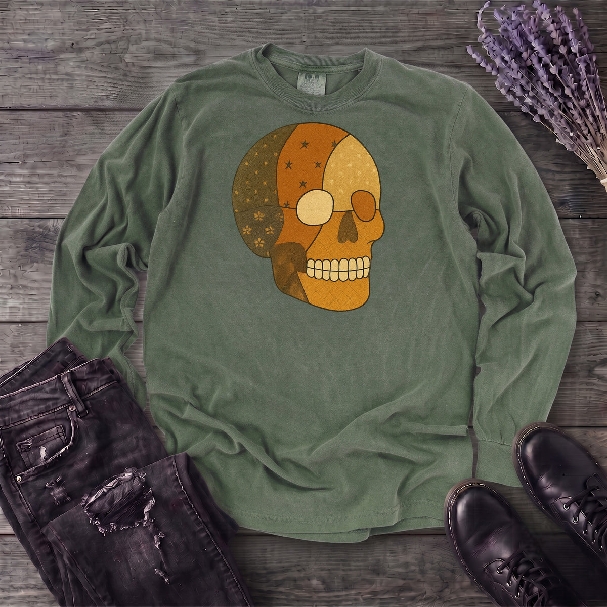 Patchwork Skull Long Sleeve T-Shirt