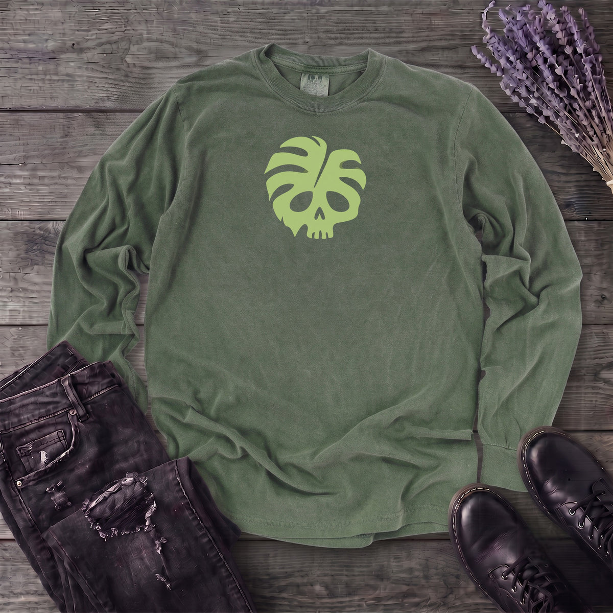 Monstera Skull Long Sleeve T-Shirt
