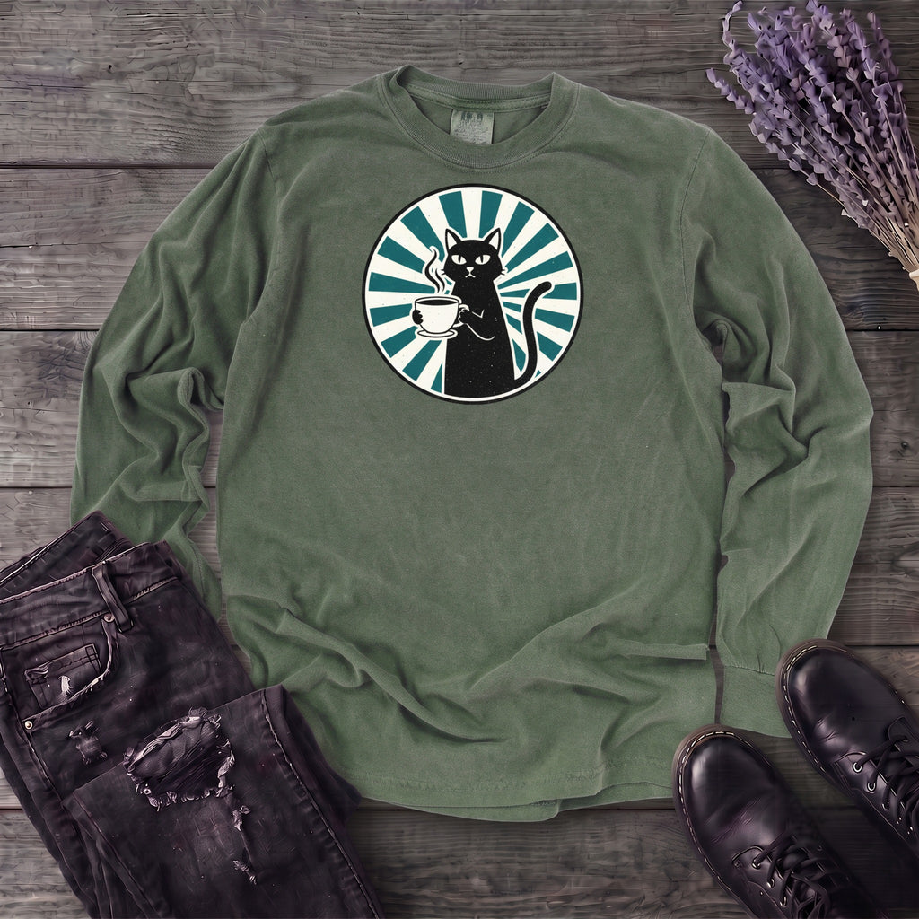 Black Cat Coffee Long Sleeve T-Shirt
