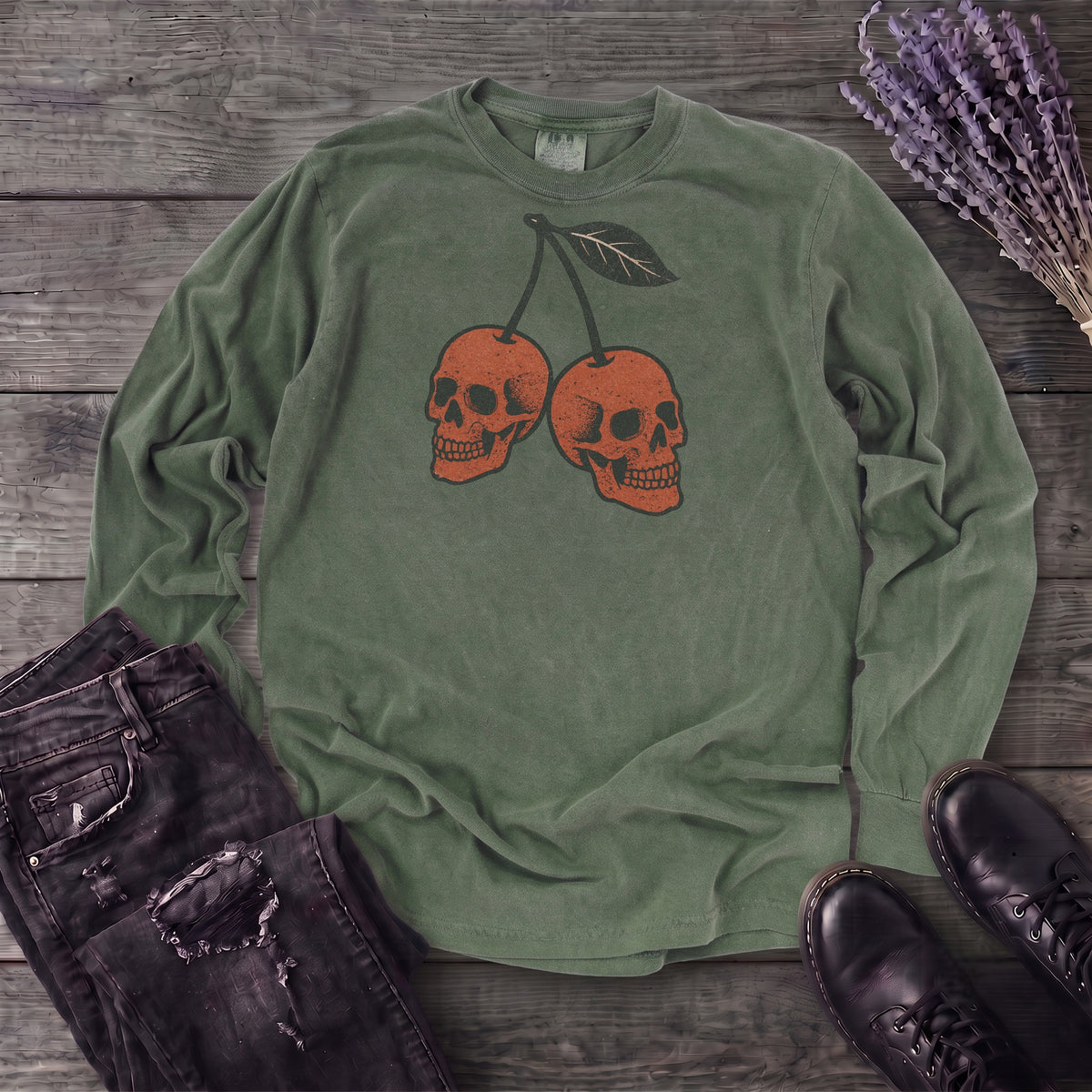 Skull Cherries Long Sleeve T-Shirt