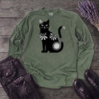 Retro Texture Black Cat Long Sleeve T-Shirt