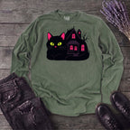 Black Cat Haunted House Long Sleeve T-Shirt
