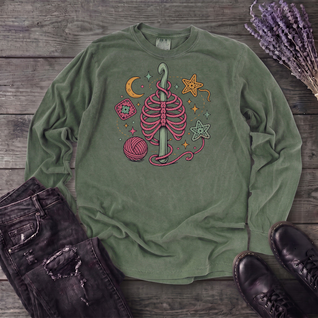 Ribbed Crochet Long Sleeve T-Shirt