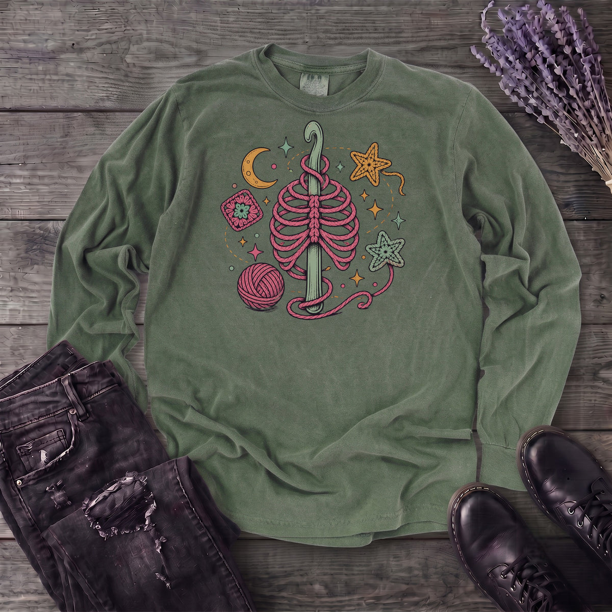 Ribbed Crochet Long Sleeve T-Shirt