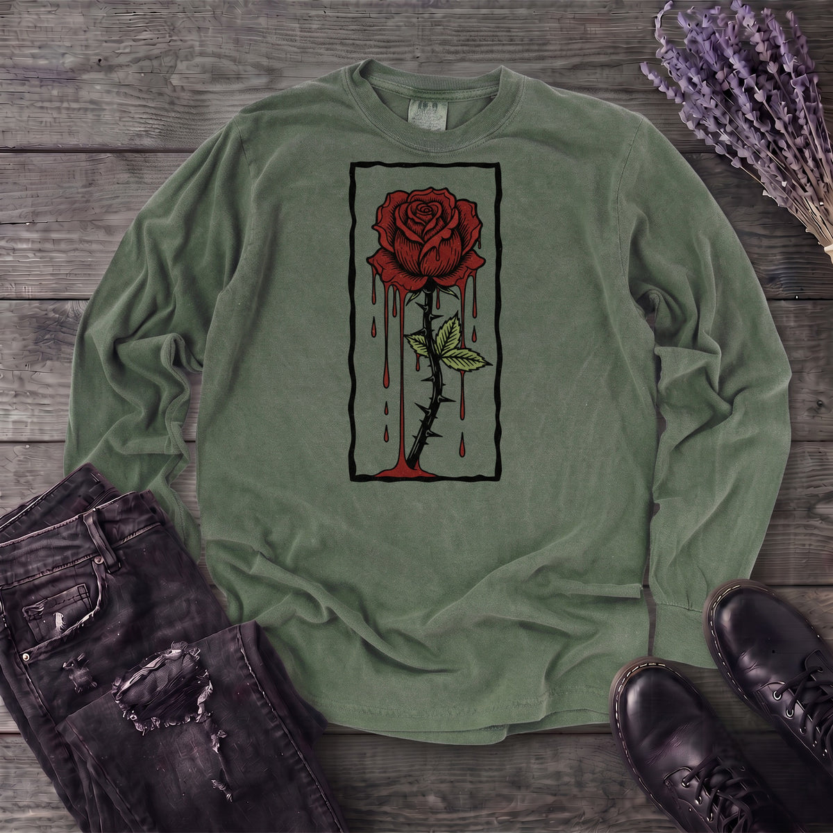 dripping rose Long Sleeve T-Shirt