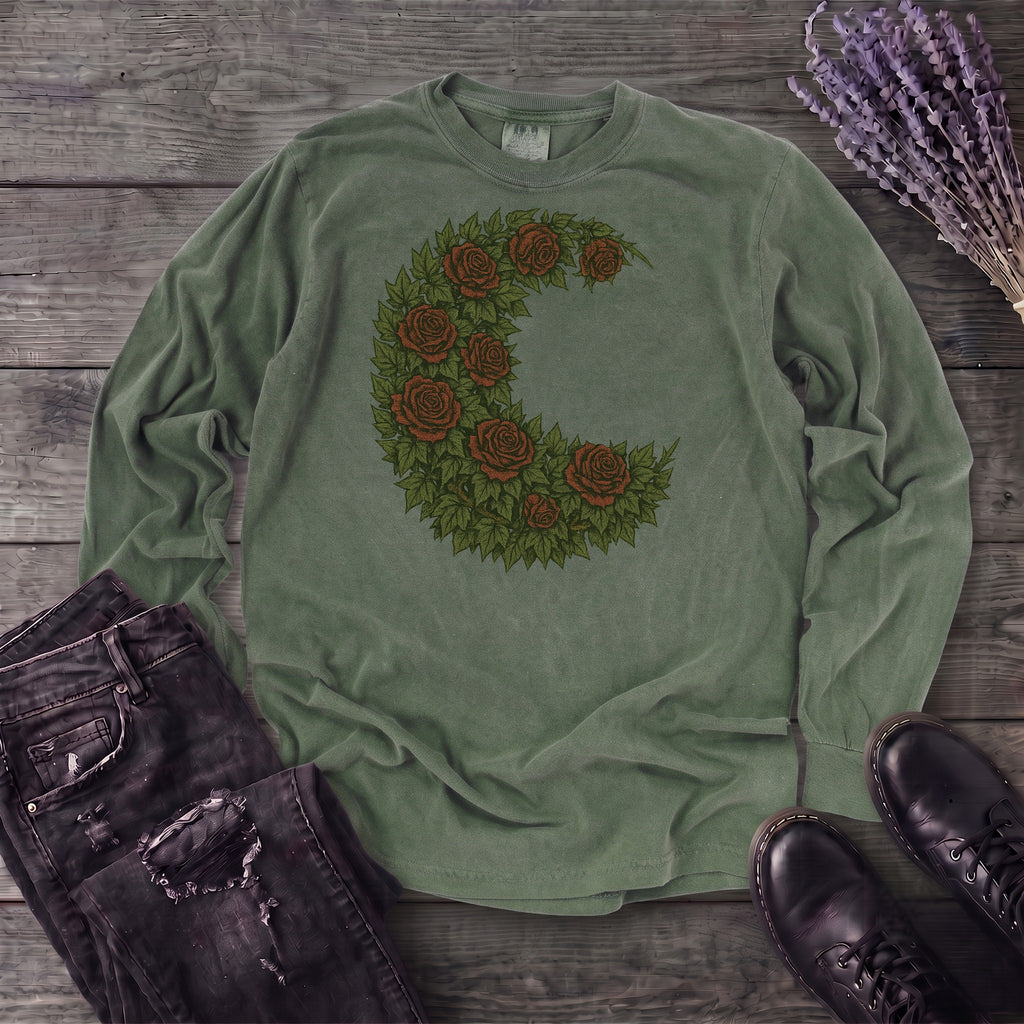 Crescent Moon Roses Long Sleeve T-Shirt