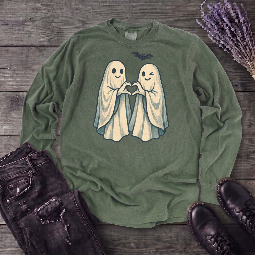 Two Ghosts Heart Hands Long Sleeve T-Shirt