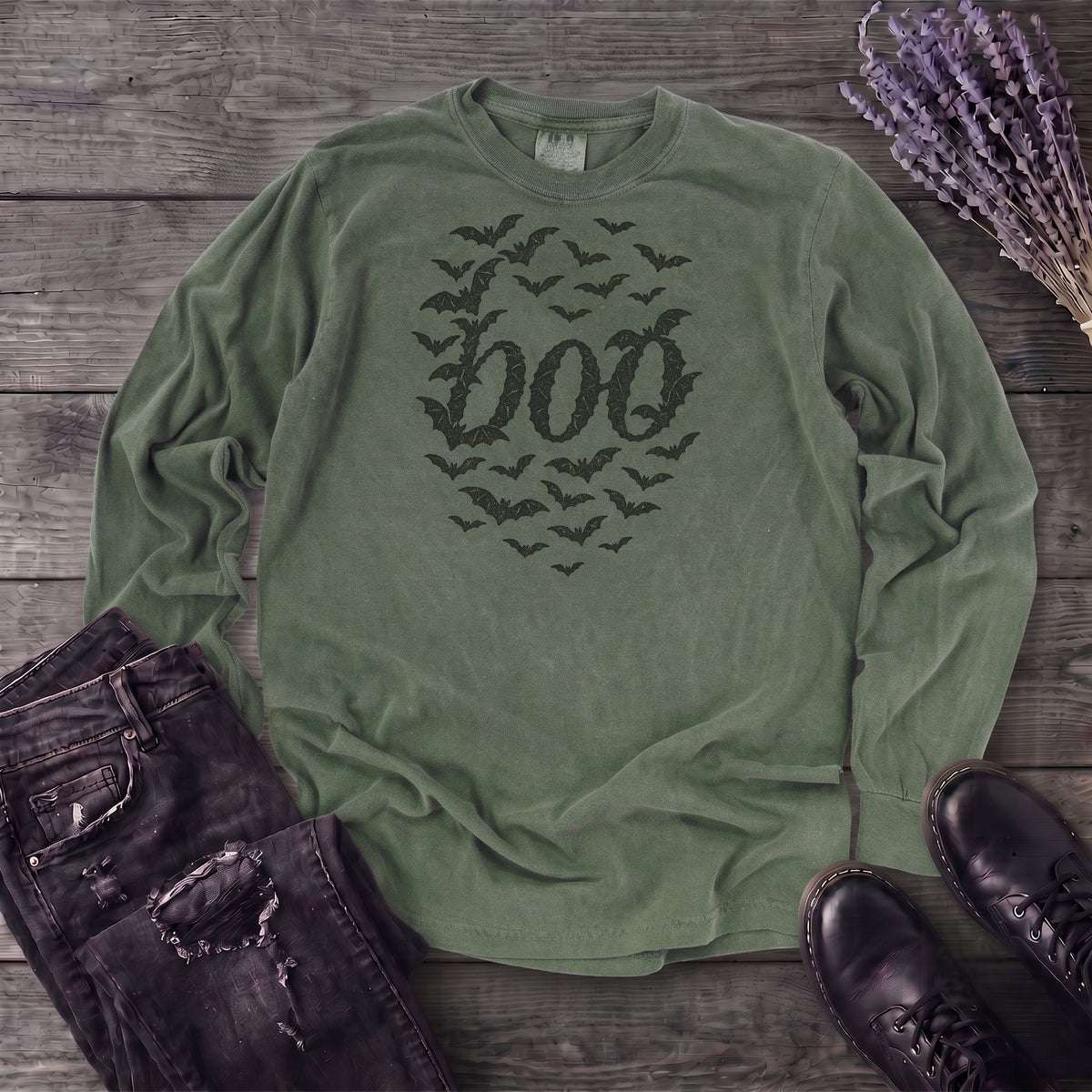 Bats Form Boo Long Sleeve T-Shirt