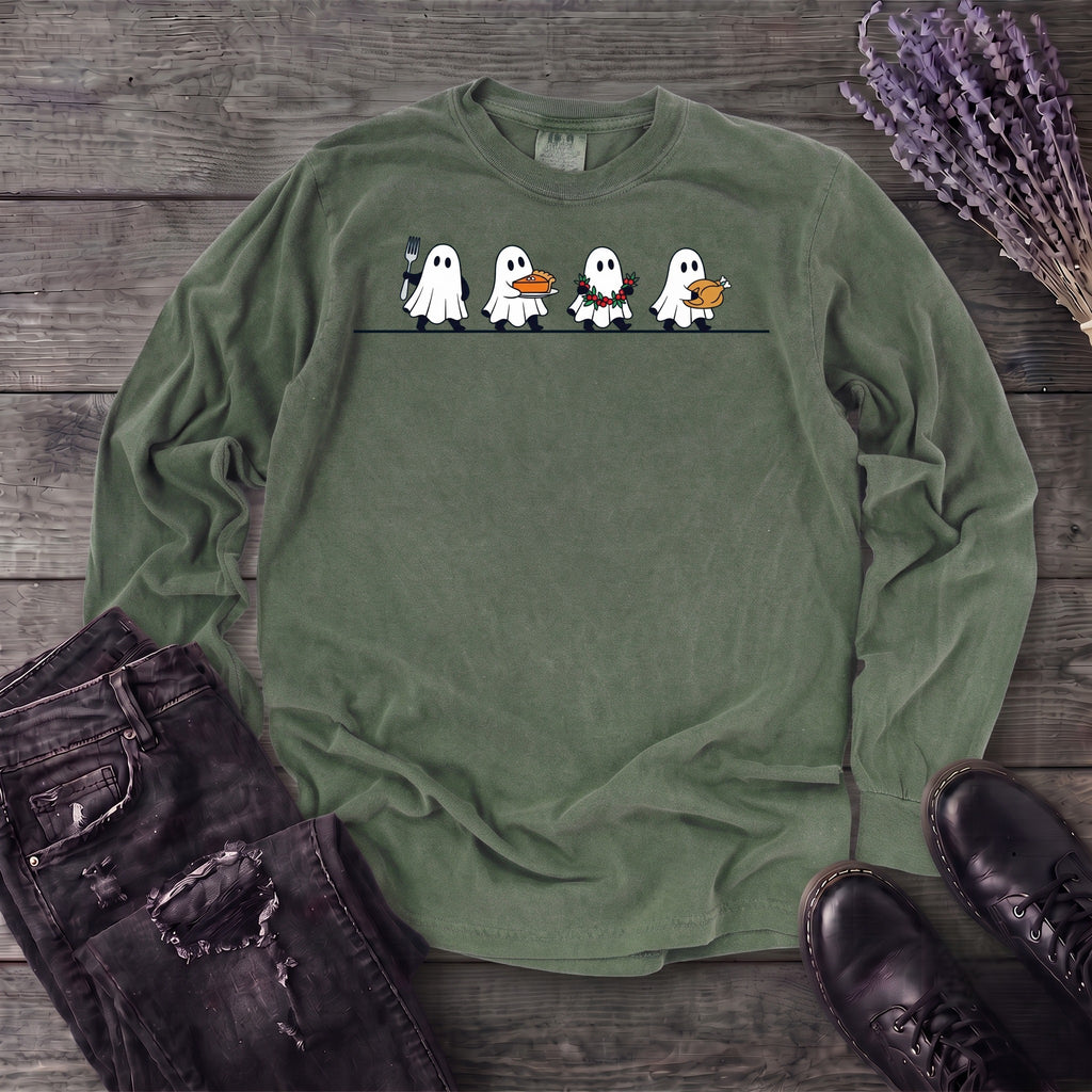 Four Ghost Thanksgiving Long Sleeve T-Shirt