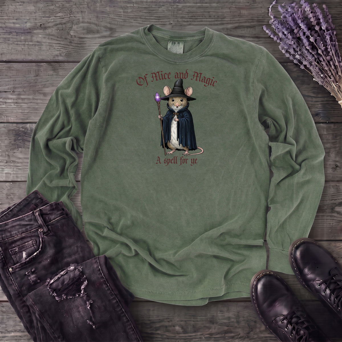 Mouse Witch Medieval Long Sleeve T-Shirt