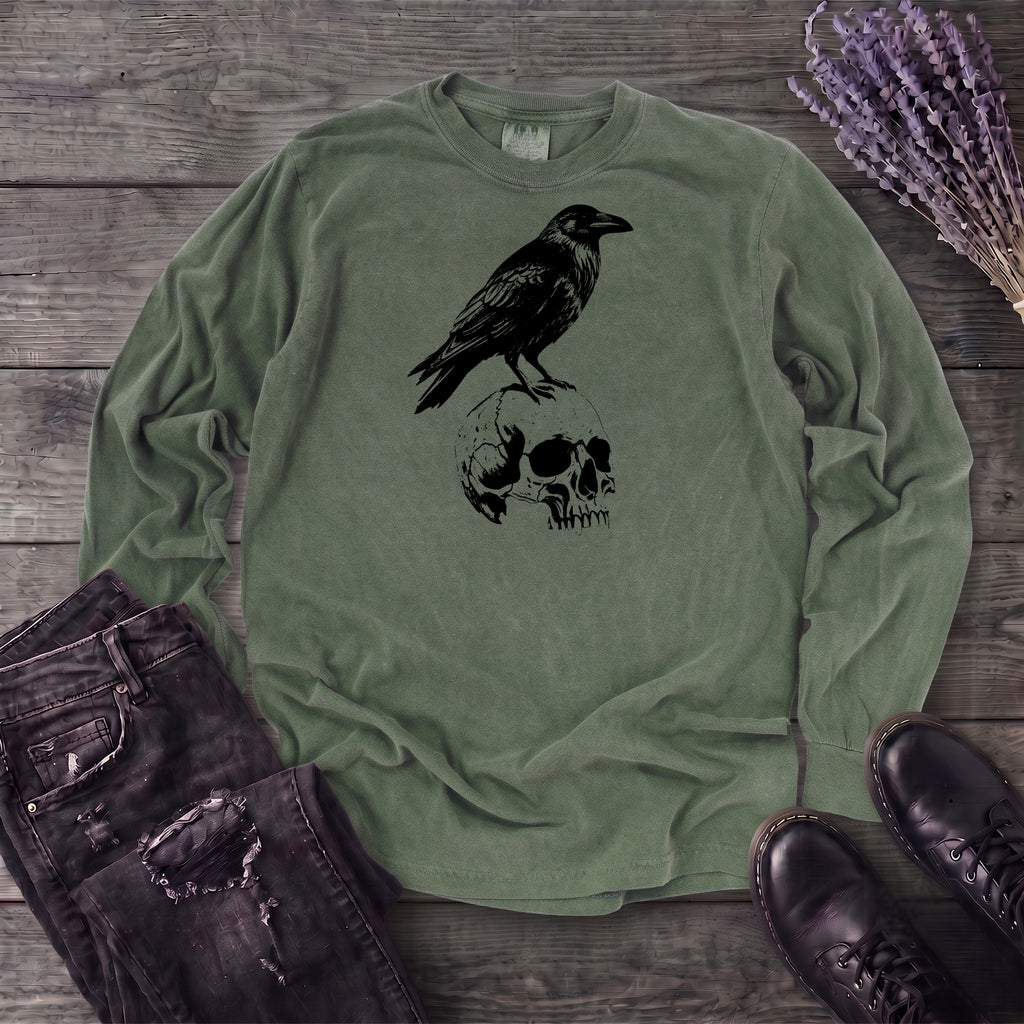 Classic Crow and Skull Long Sleeve T-Shirt
