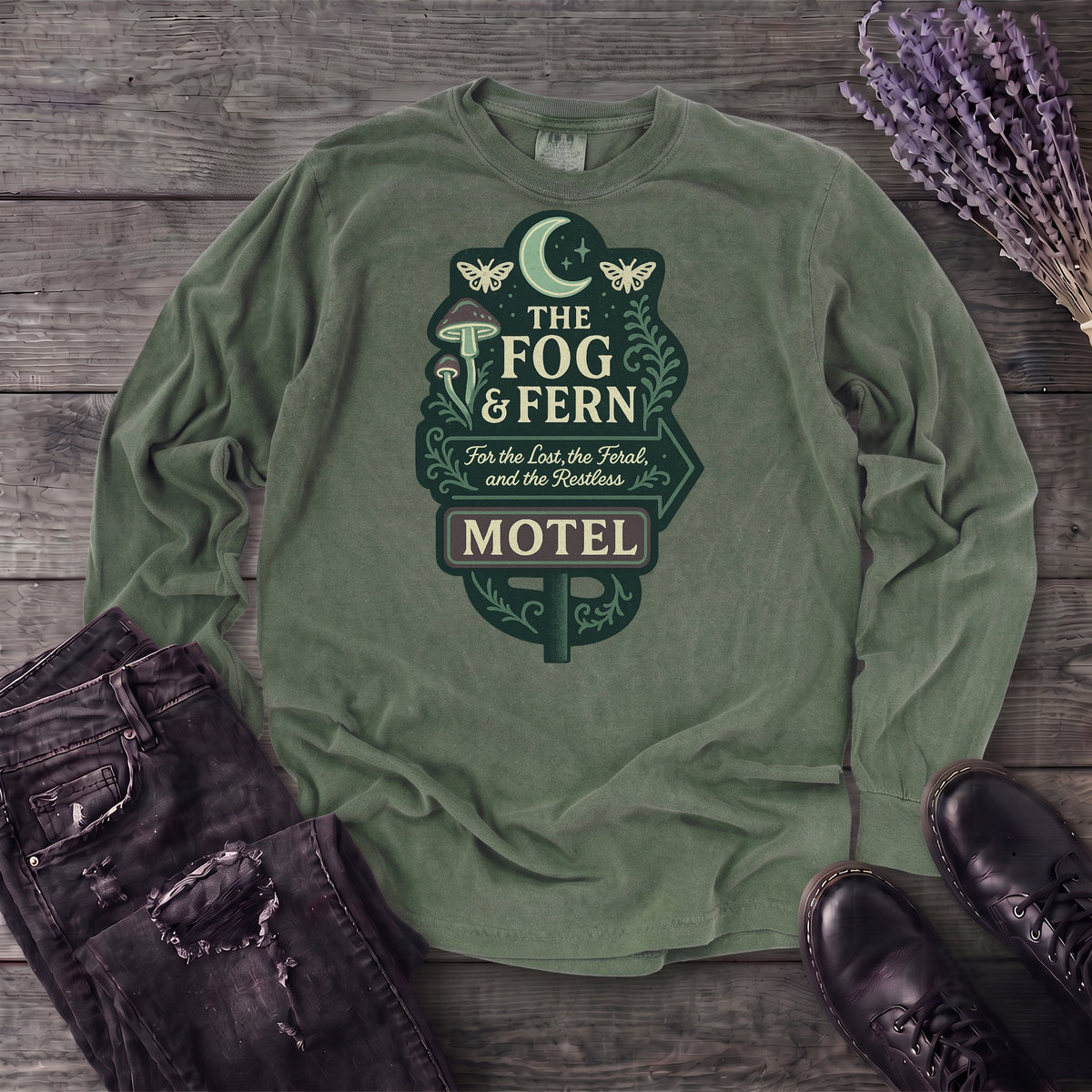 The Fog And Fern Motel Long Sleeve T-Shirt