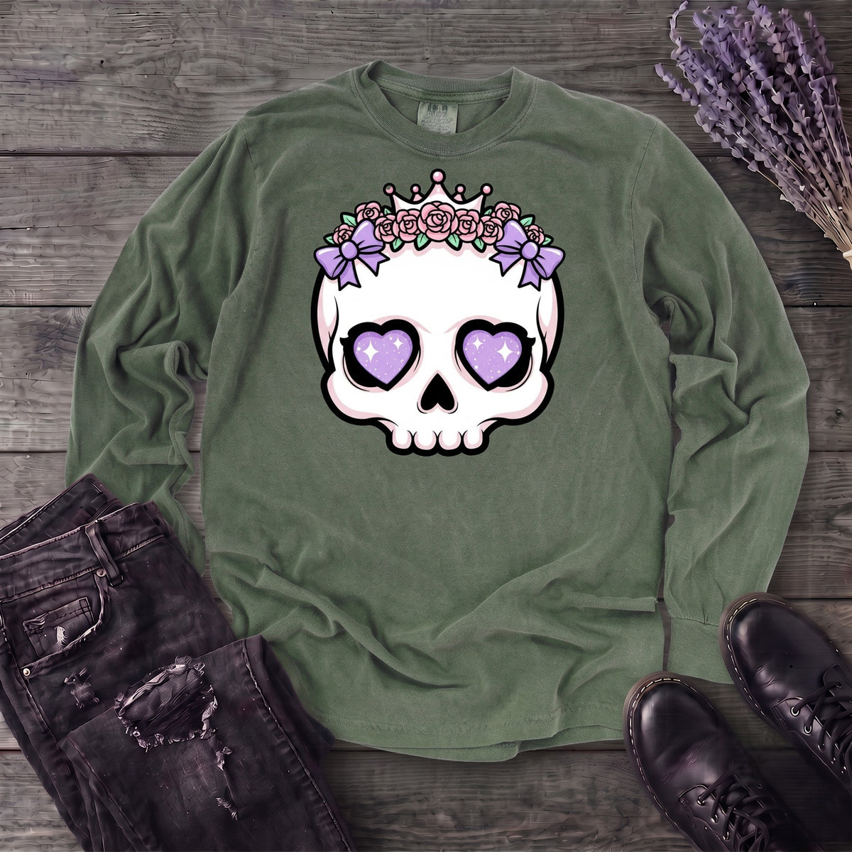 Cute Princess Skull Long Sleeve T-Shirt