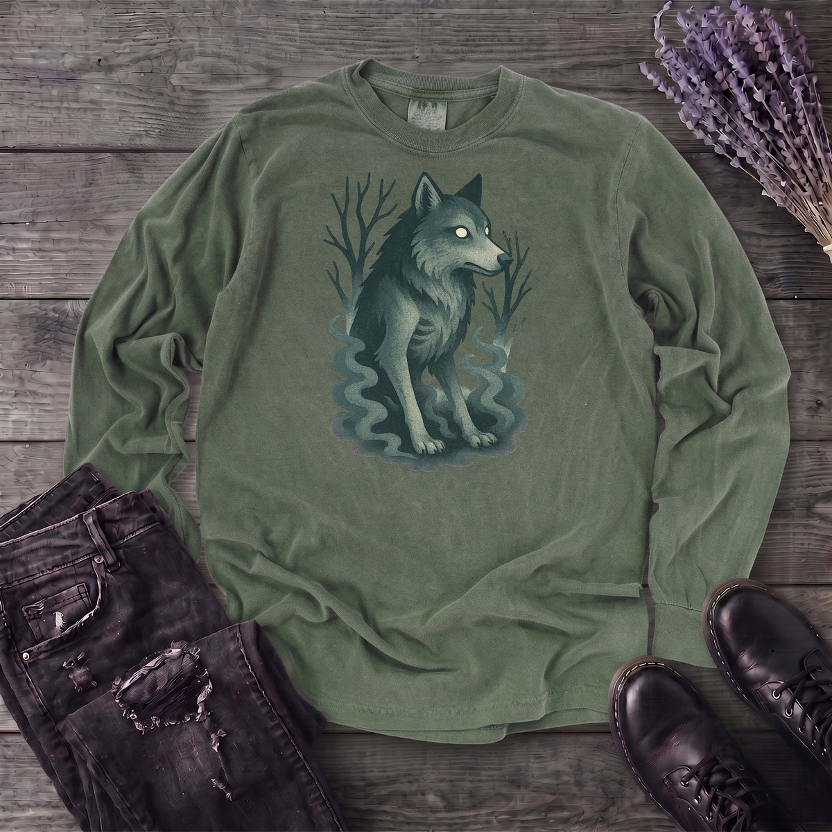 Woodland Spirits Wolf Long Sleeve T-Shirt