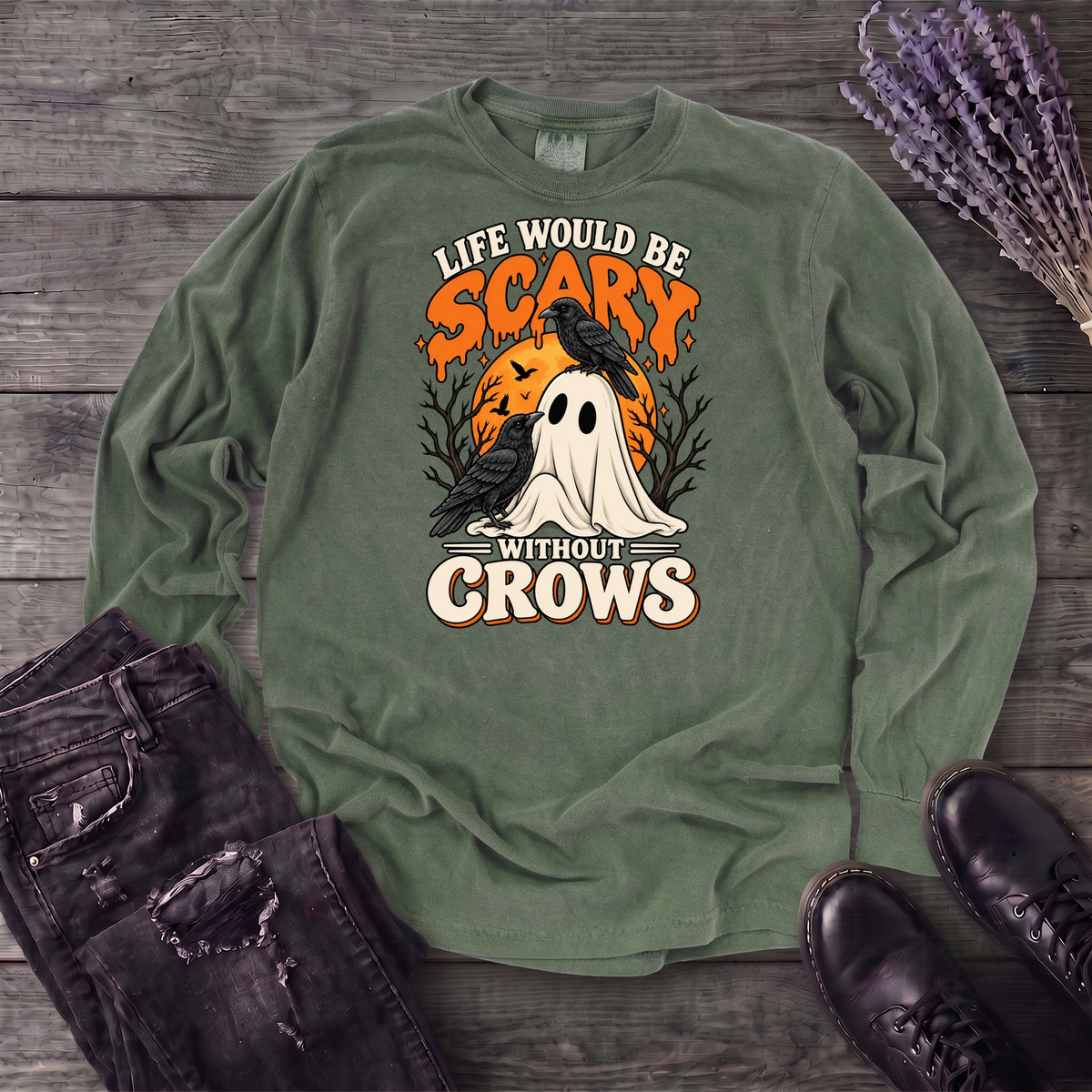Life Would Be Scary Without Crows Long Sleeve T-Shirt