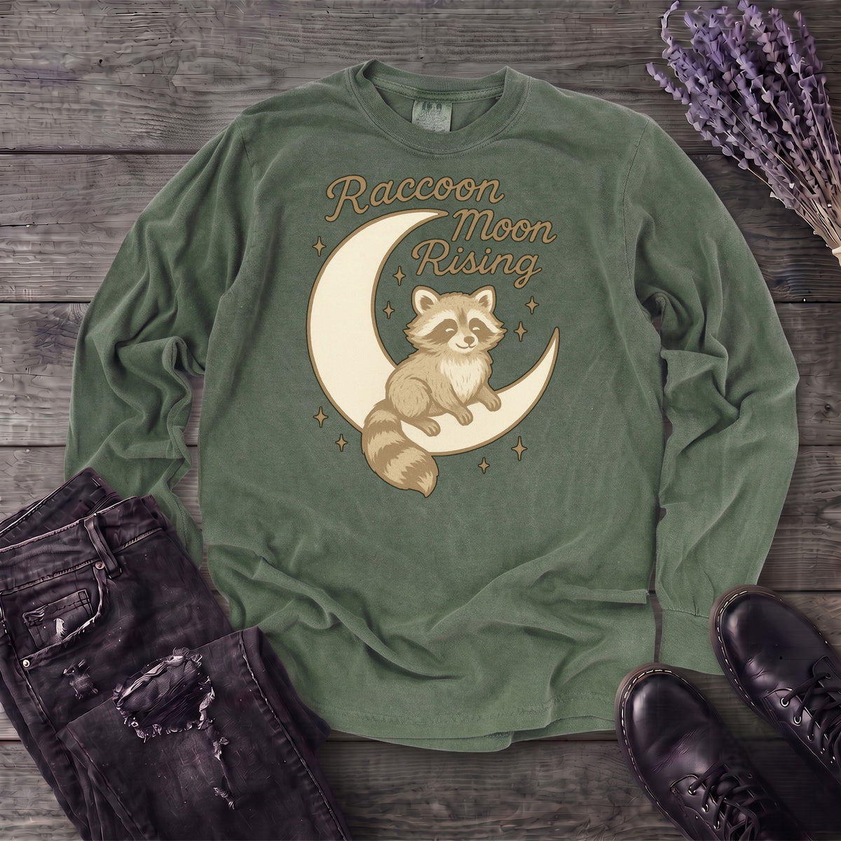 Raccoon Moon Rising Long Sleeve T-Shirt