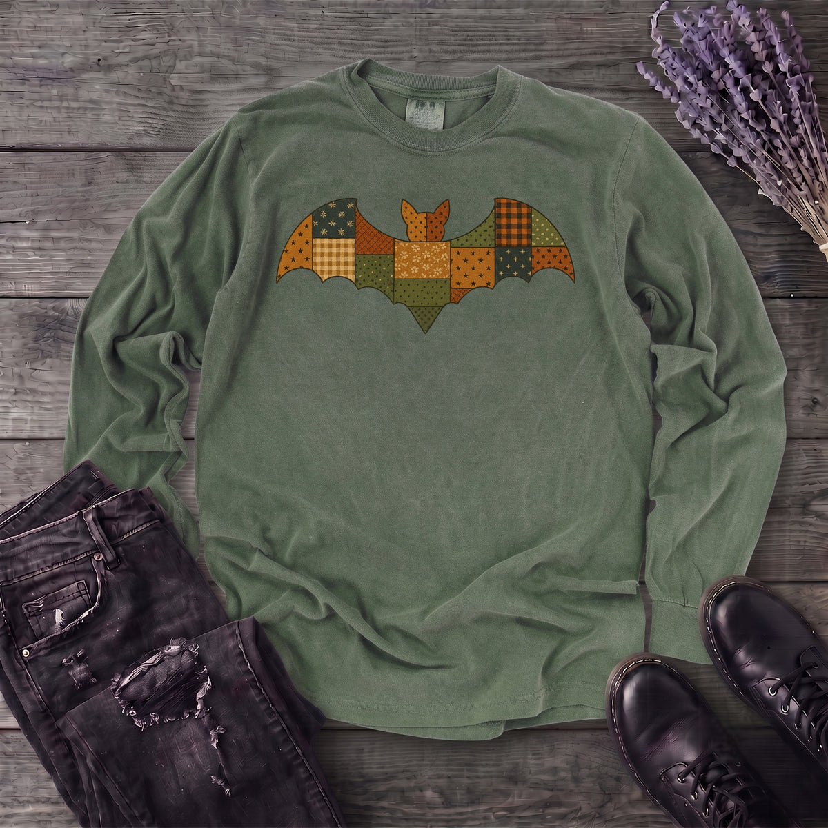 Patchwork Bat Long Sleeve T-Shirt