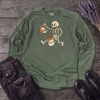 Coffee Skeleton Cartoon Long Sleeve T-Shirt