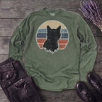 Cat Silhouette Sunset Grunge Long Sleeve T-Shirt