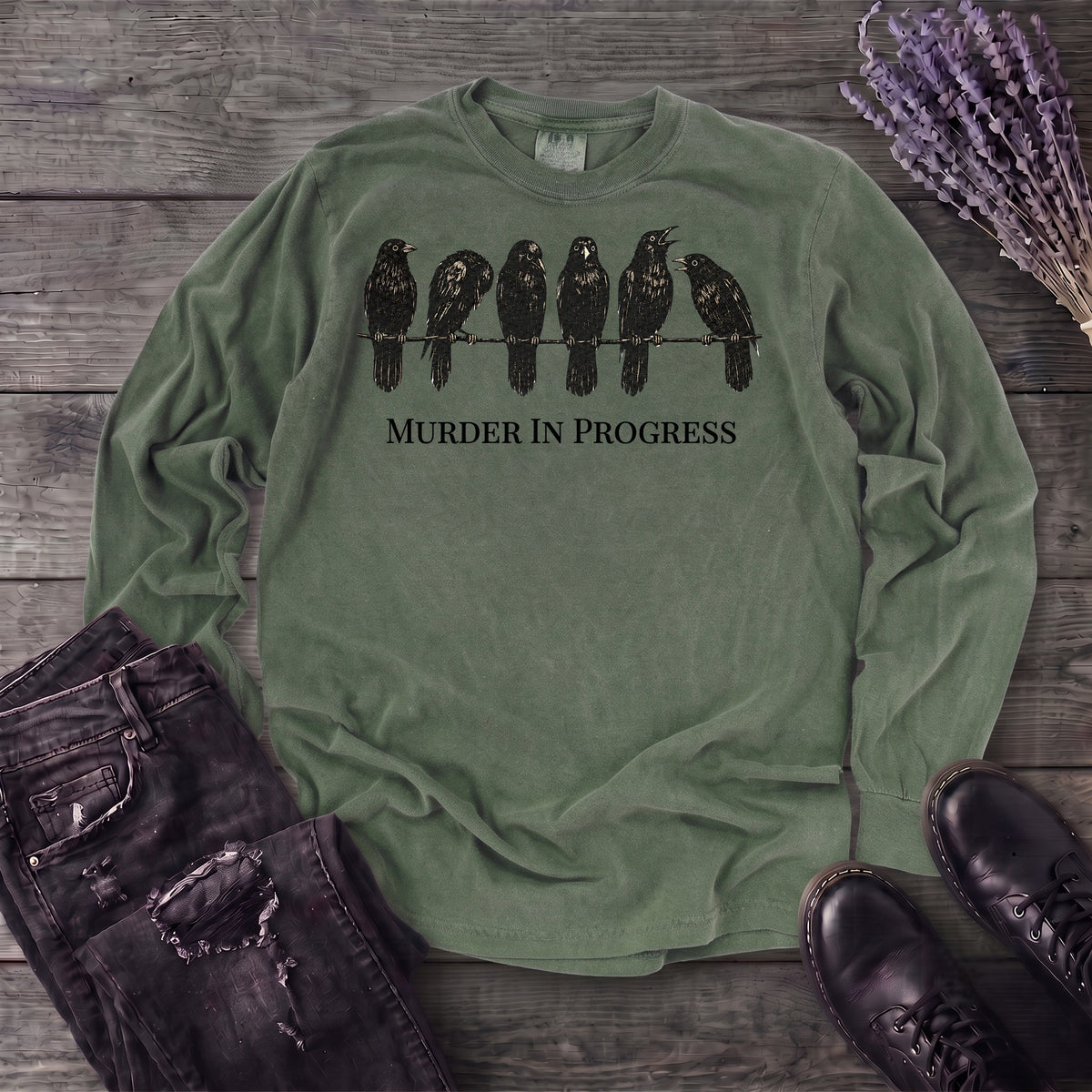 Murder In Progress Six Crows Long Sleeve T-Shirt