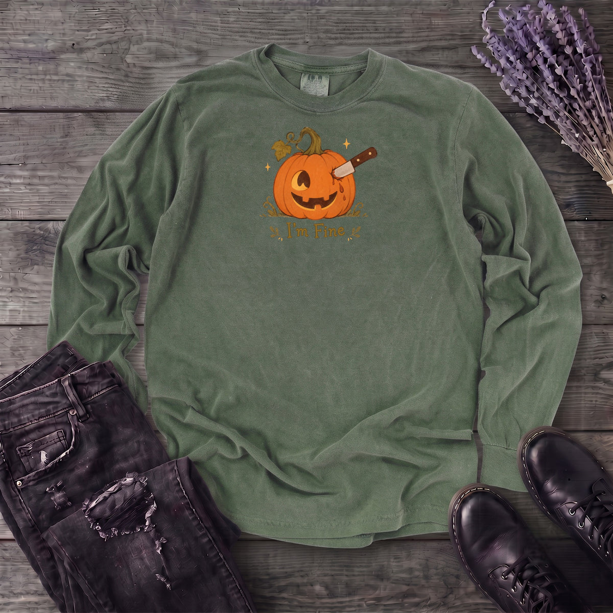 Jack-O-Lantern I'm Fine Long Sleeve T-Shirt