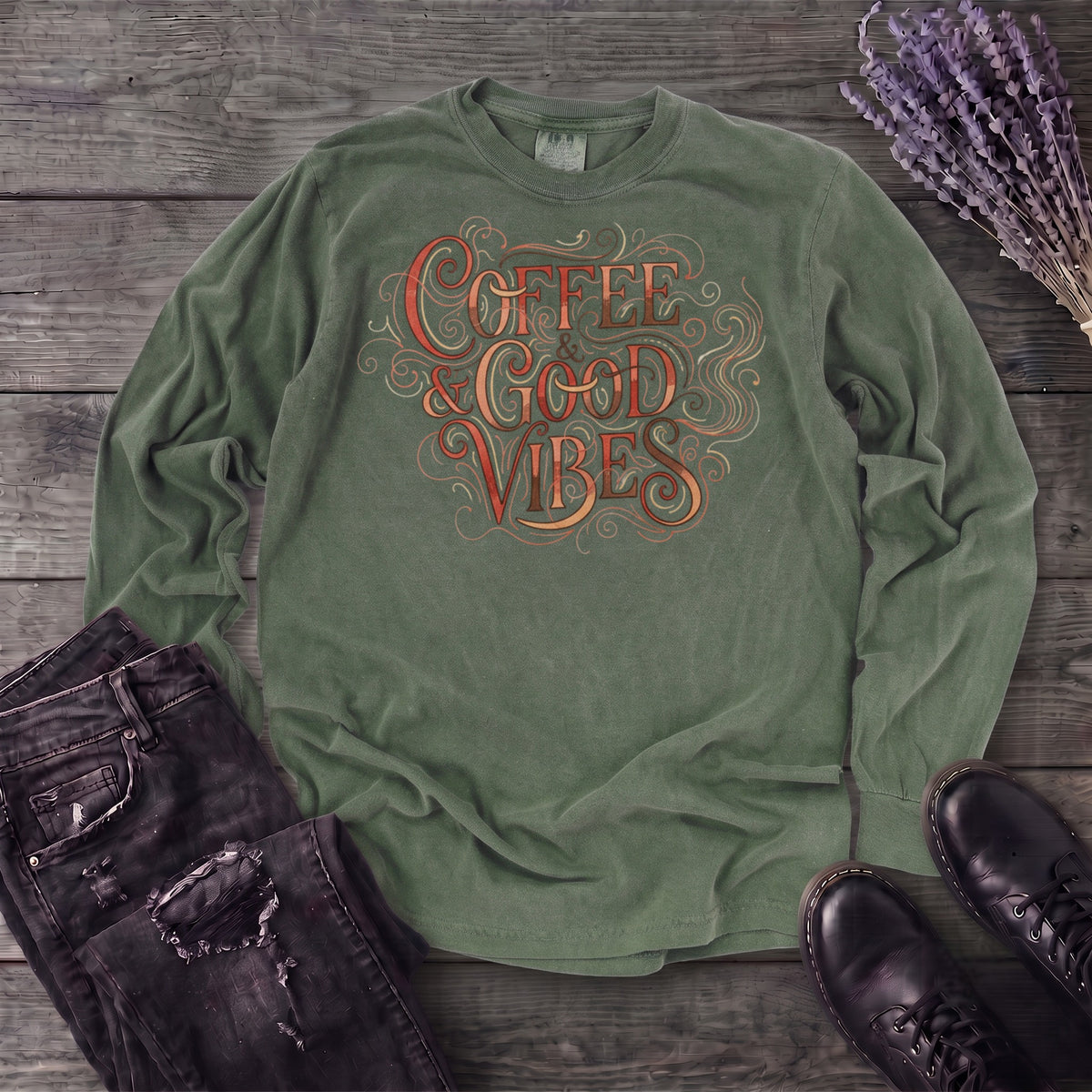 Coffee And Good Vibes Long Sleeve T-Shirt