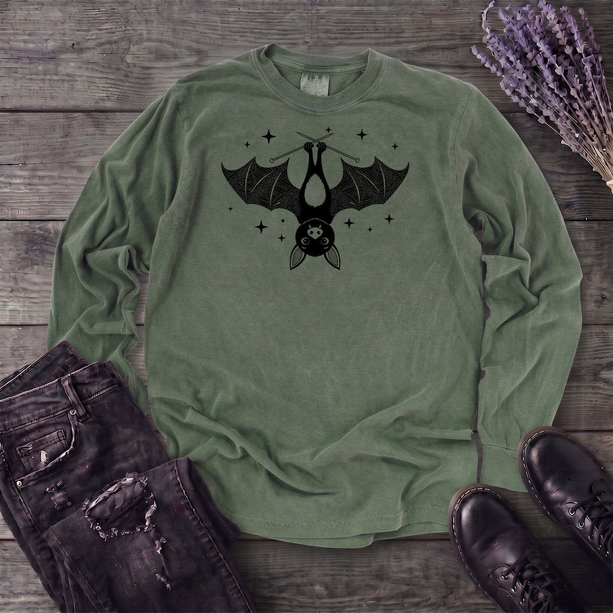Bat Knitting Long Sleeve T-Shirt