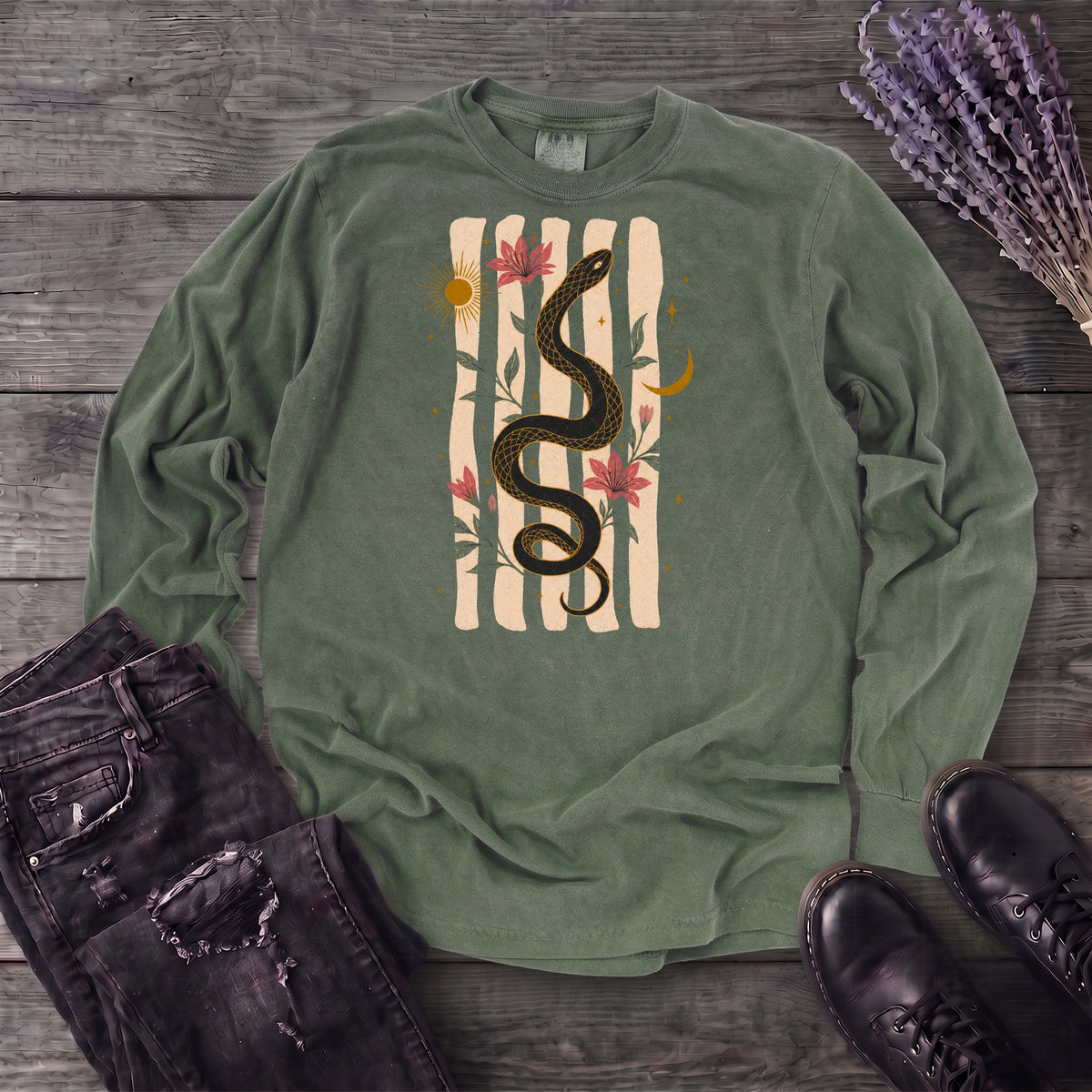 Serpent In Bloom Long Sleeve T-Shirt