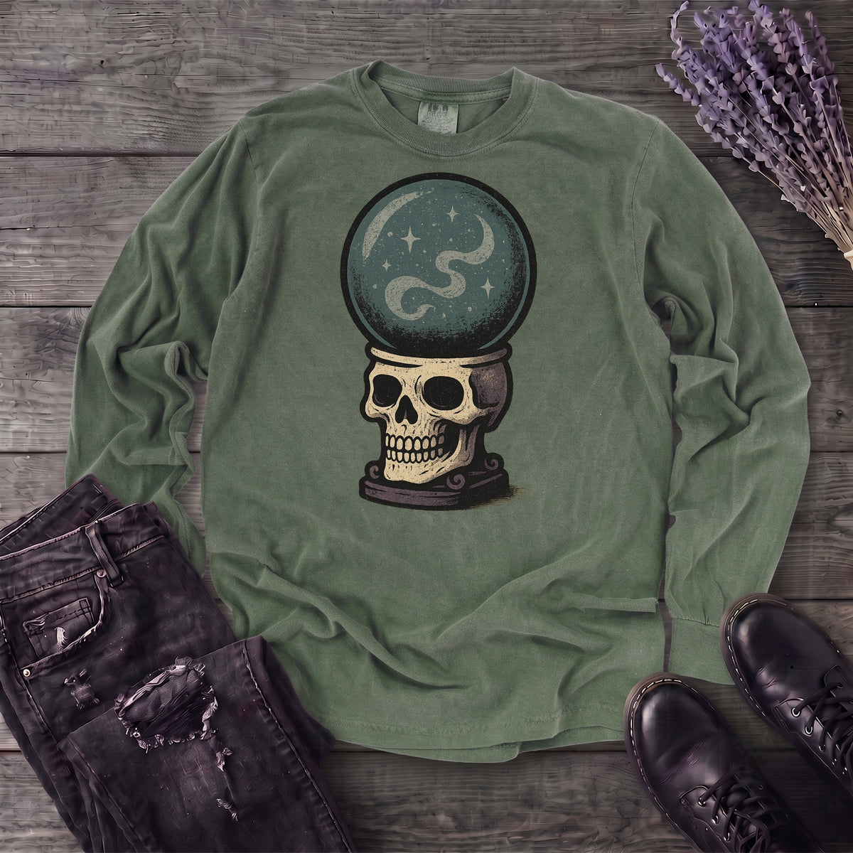 Crystal Ball Skull Long Sleeve T-Shirt