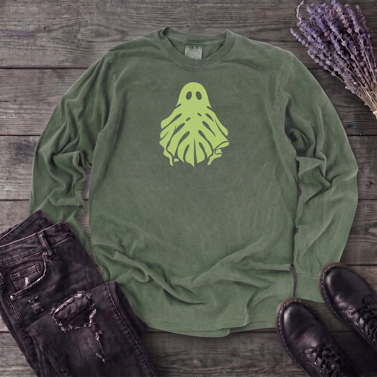 Monstera Ghost Long Sleeve T-Shirt