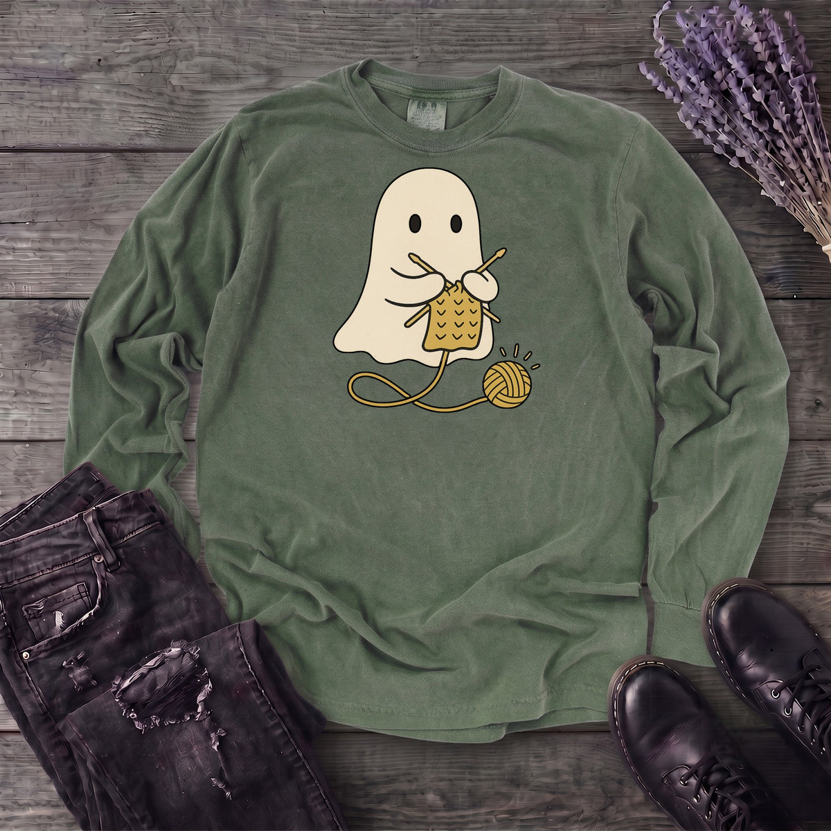 Knitting Ghost Long Sleeve T-Shirt