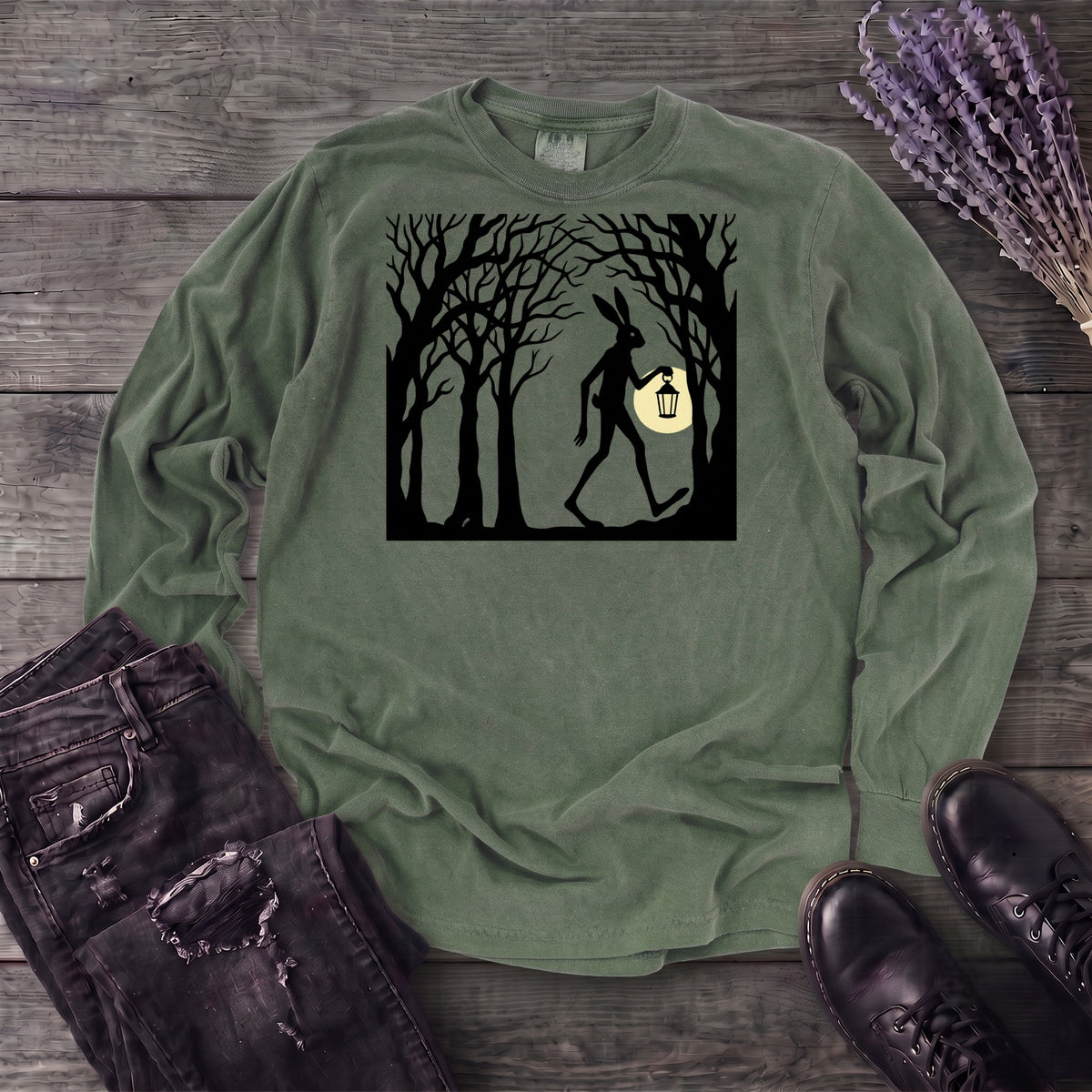 tall rabbit spooky easter Long Sleeve T-Shirt