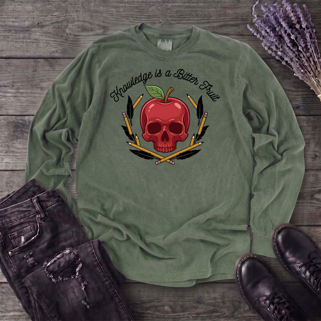 knowledge is a bitter fruit apple skull Long Sleeve T-Shirt