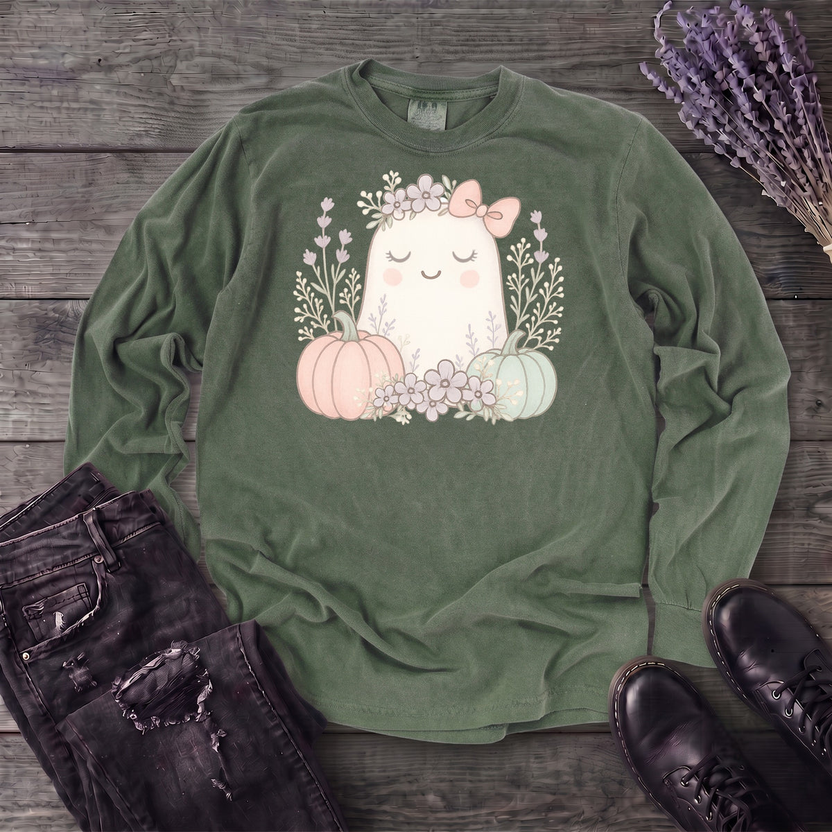 Boho Coquette Ghost Long Sleeve T-Shirt