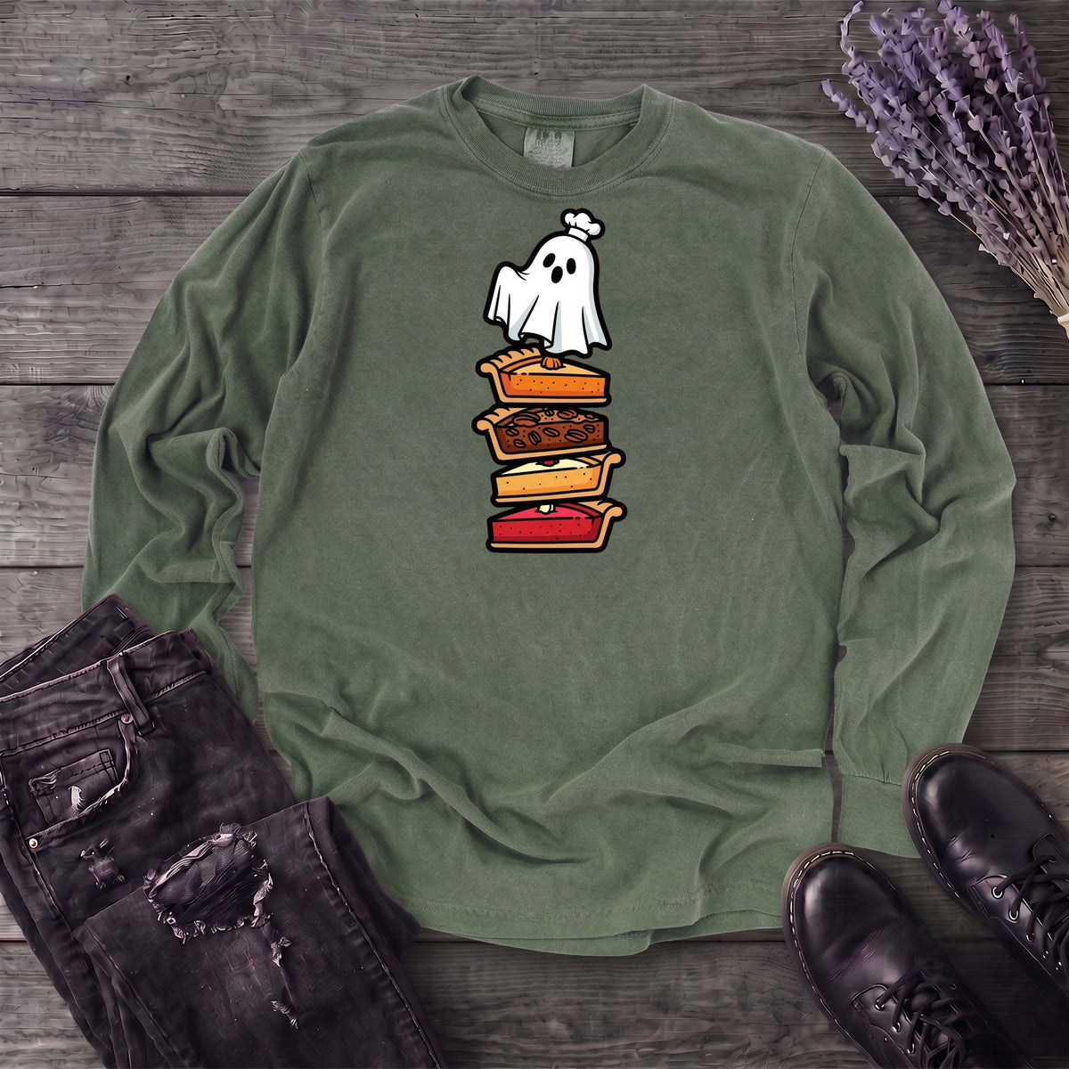 Stacked Pie Ghost Long Sleeve T-Shirt