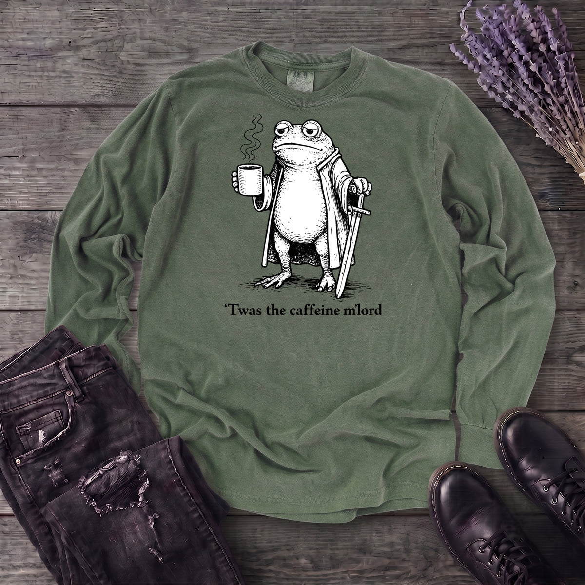 Twas The Caffeine Long Sleeve T-Shirt