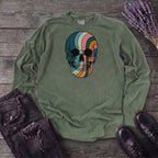 Psychedelic Striped Skull Long Sleeve T-Shirt