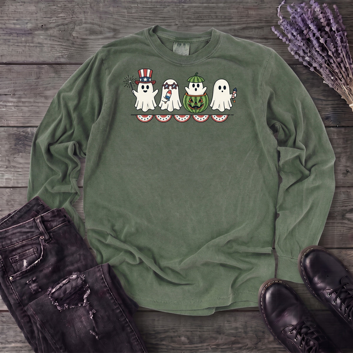 July 4th Ghosts Long Sleeve T-Shirt