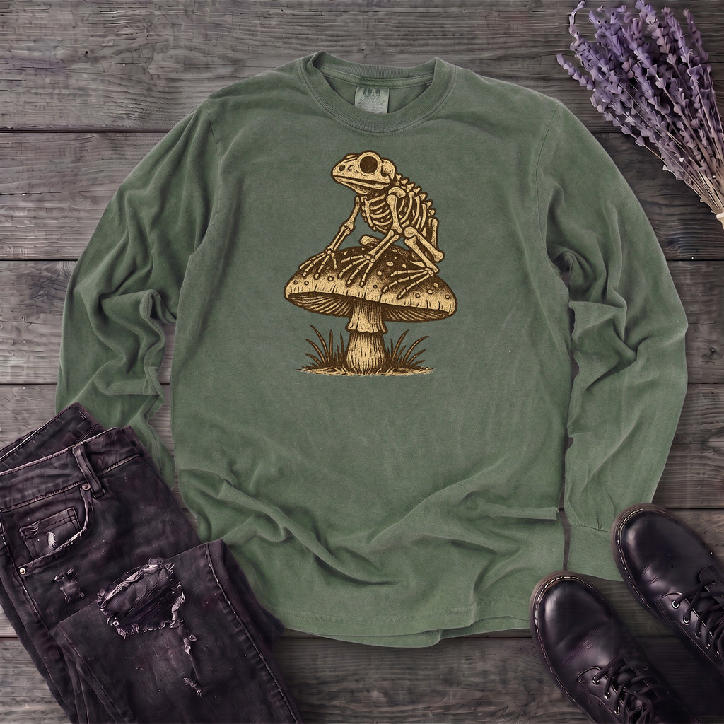 Frog Skeleton Mushroom Long Sleeve T-Shirt