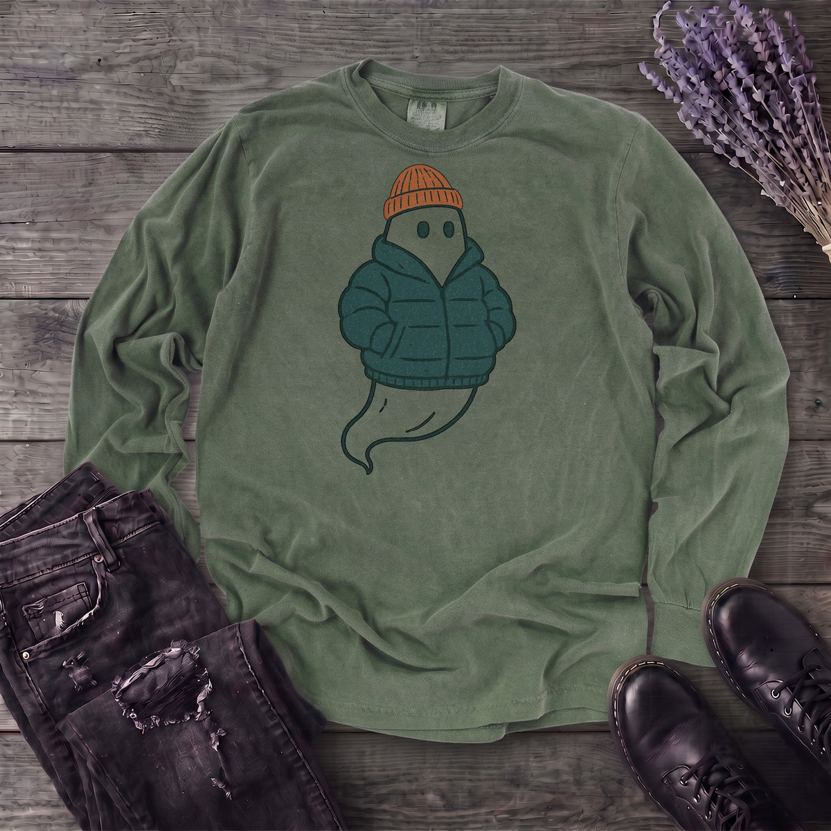 Puffer Coat Ghost Long Sleeve T-Shirt